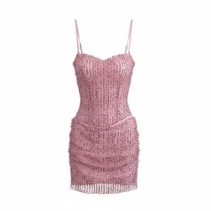 princess polly baby blue dress Pink Embellished Fit and Flare Dress 40501 main image 0